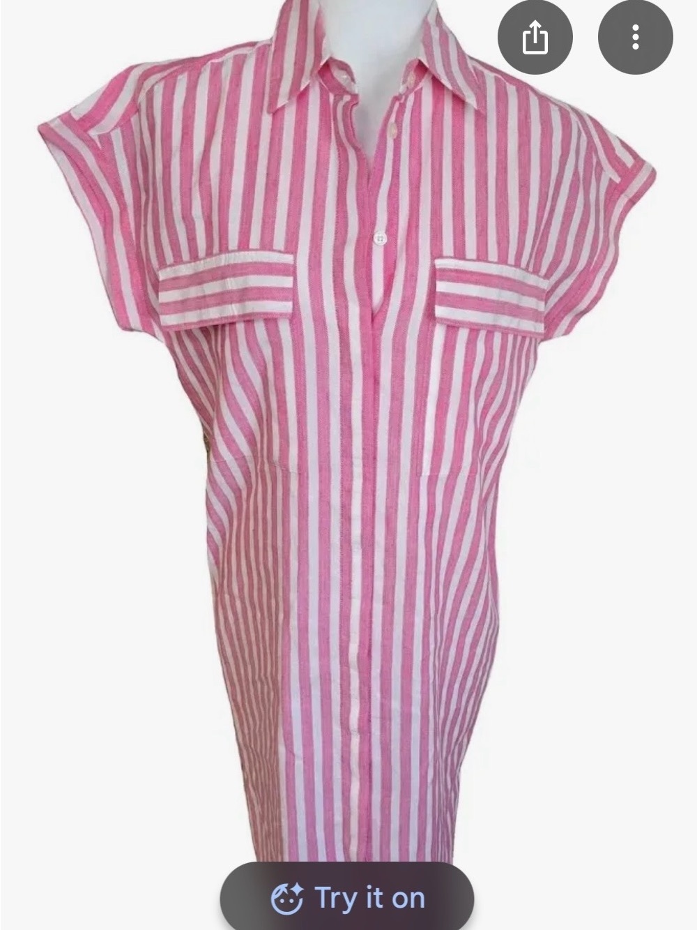 Hugo Boss Pink and White Striped Midi Dress